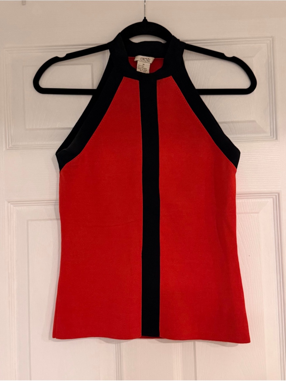 Cache Red Ribbed Halter Tank Top with Black Contrast - Picture 5 of 9